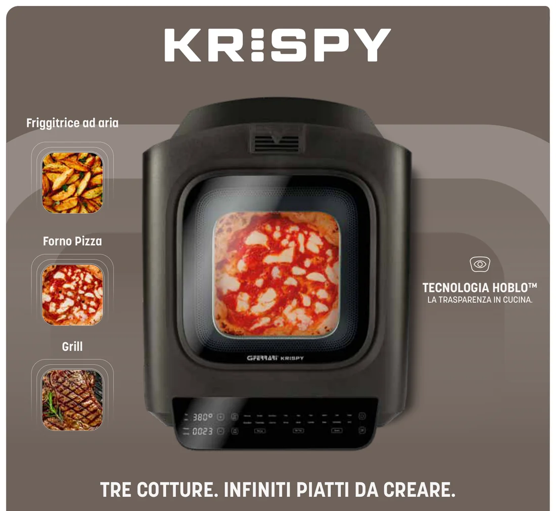 G3 Ferrari Krispy, forno pizza, friggitrice ad aria e grill con tecnologia Hoblo